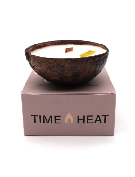 Свеча в кокосе "TIME HEAT" Зелёный чай, 130 мл , изображение 3