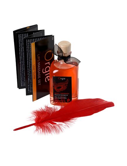 Комплект для сладких игр Orgie Lips Massage со вкусом клубники массажное масло для поцелуев , изображение 2