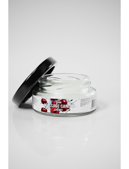 Натуральное твердое массажное масло SGAN с кокосовым воском и эфирными маслами "Спелая вишня" , изображение 2