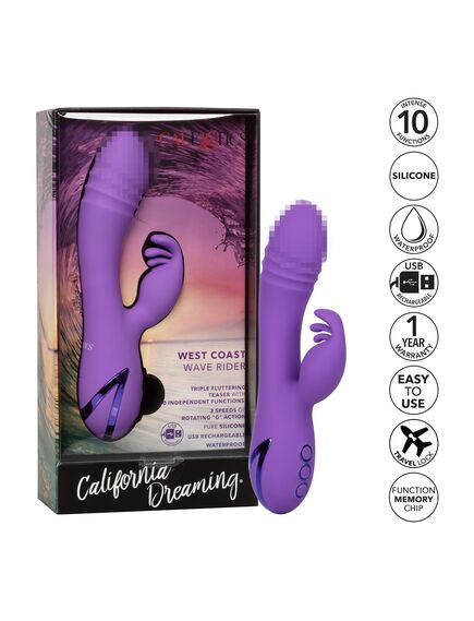 Вибромассажер-кролик с ротацией West Coast Wave Rider , изображение 4