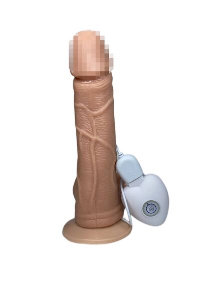 Реалистичный фаллоимитатор с ротацией на присоске с пультом на проводе 