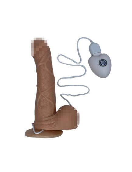 Реалистичный фаллоимитатор с ротацией на присоске с пультом на проводе , изображение 3