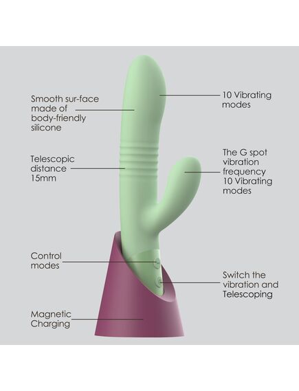Вибратор с клиторальным отростком и возвратно-поступательными движениями "Hailey" , изображение 5