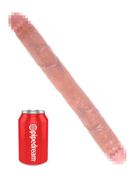 Двухсторонний фаллоимитатор телесный King Cock 16 Thick Double Dildo - Flesh , изображение 2