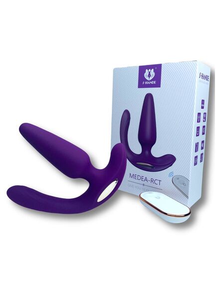 Вибромассажер для анально-вагинальной стимуляции фиолетового цвета с пультом Д/У "MEDEA-RCT" , изображение 3