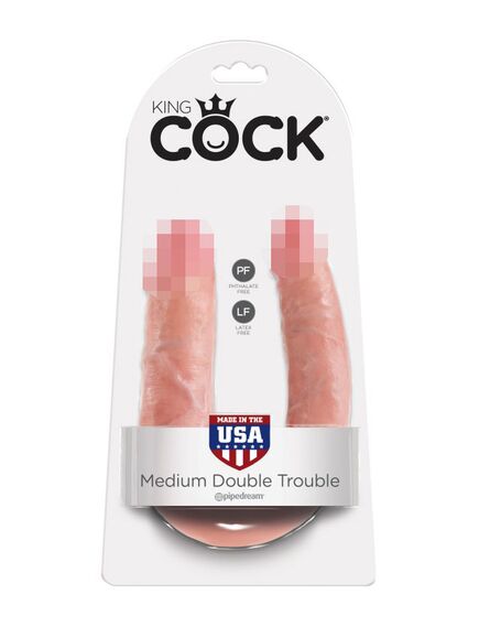 Двусторонний дилдо среднего размера телесный King Cock U-Shaped Medium Double Trouble Flesh , изображение 5