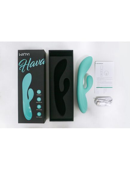 Вибратор кролик "Havana" бирюзовый , изображение 4