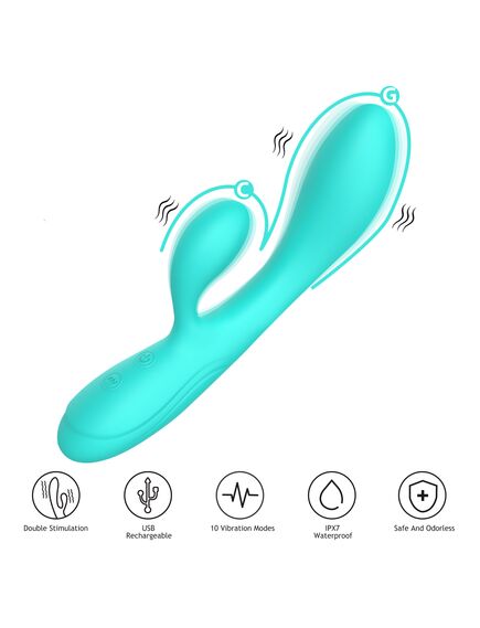 Вибратор кролик "Havana" бирюзовый , изображение 3