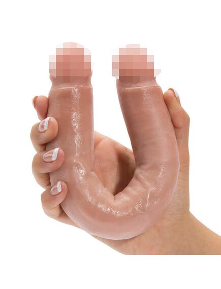 Фаллоимитатор двухголовый 12" Slim Double Dildo тонкий – телесный , изображение 3