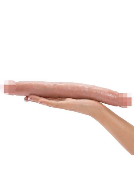 Фаллоимитатор двухголовый 12" Slim Double Dildo тонкий – телесный , изображение 4