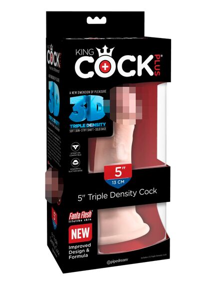 Фаллоимитатор на присоске Тройная плотность King Cock Plus 5 Triple Density Cock - Flesh , изображение 6