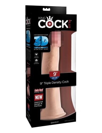 Фаллоимитатор на присоске Тройная плотность King Cock Plus 9 Triple Density Cock - Flesh , изображение 6