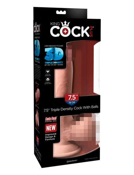 Фаллоимитатор на присоске Тройная плотность King Cock Plus 7.5 Triple Density Cock with Balls , изображение 6