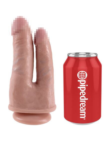 Двойной фаллоимитатор на присоске телесный King Cock Double Penetrator Flesh , изображение 2