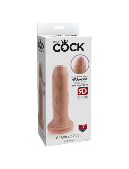 Фаллоимитатор на присоске необрезанный King Cock 6 Uncut Cock , изображение 4