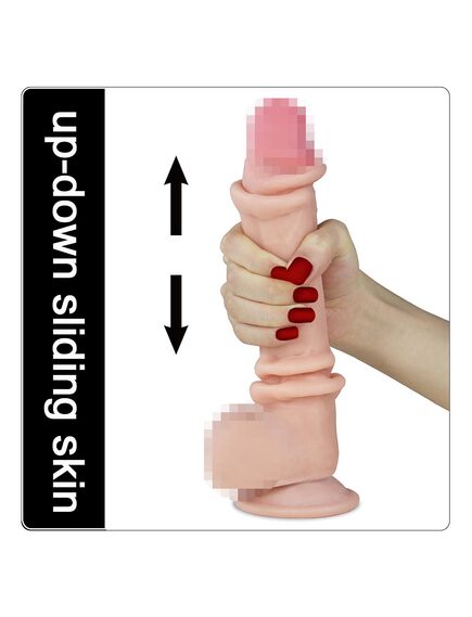 Фаллоимитатор Sliding-Skin с подвижной кожей 21см , изображение 7
