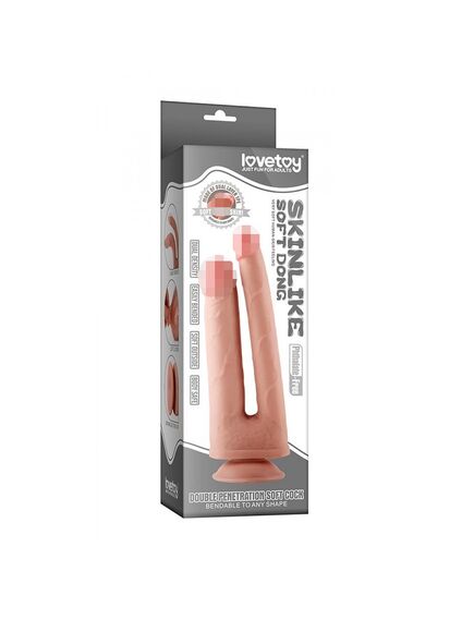 Двойной гнущийся фаллоимитатор реалистик 19,8см , изображение 5