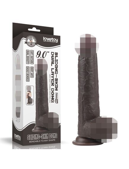 Фаллоимитатор Sliding-Skin с подвижной кожей афро 22,8 