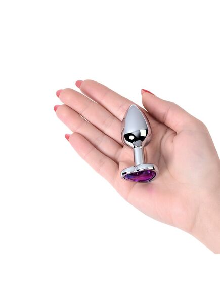 Анальная пробка с фиолетовым кристаллом сердце, S , изображение 3