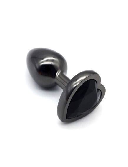 Анальная пробка с чёрным кристаллом, сердце, S 