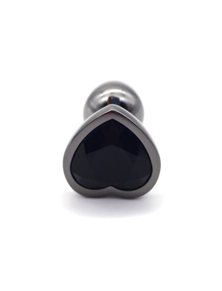 Анальная пробка с чёрным кристаллом, сердце, S , изображение 2