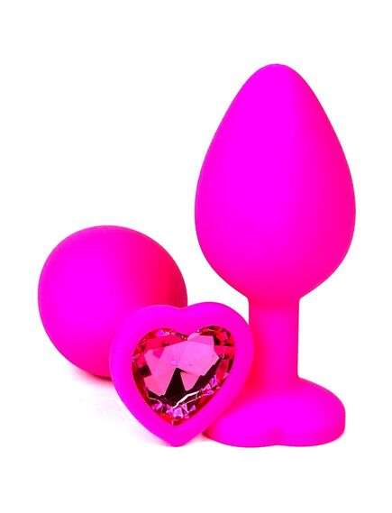 Анальная пробка розовый силикон розовая страза 8см/3,4см 