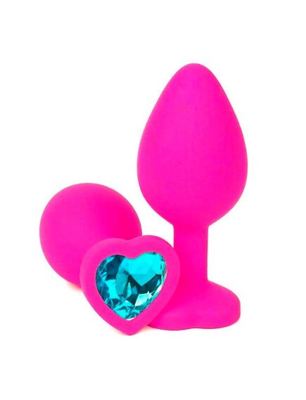 Анальная пробка розовый силикон голубая страза 9см/4см 