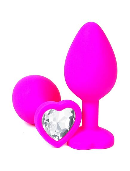 Анальная пробка розовый силикон прозрачная страза 9см/4см 