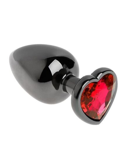 Анальная пробка с красным кристаллом, сердце, L 