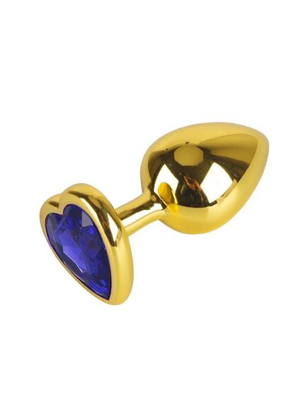 Анальная пробка с синим кристаллом, сердце, S 