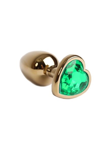 Анальная пробка с зеленым кристаллом, сердце, M 