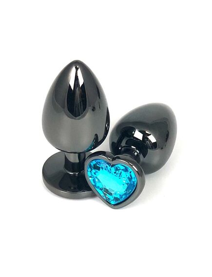 Анальная пробка с голубым кристаллом сердце, S 