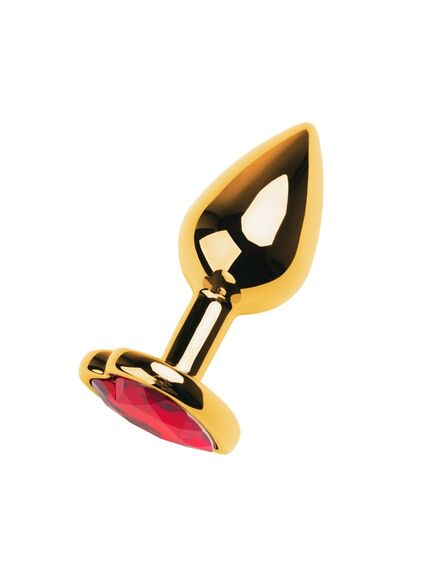 Анальная пробка с красным кристаллом, сердце, S 