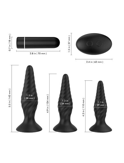 Набор анальных пробок с вибратором Creams-RCT с пультом д\у , изображение 3