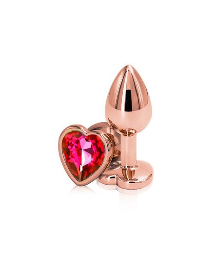 Анальная пробка с красным кристаллом сердце, S 