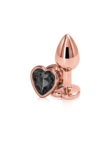 Анальная пробка с черным кристаллом сердце, M 