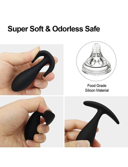 Черная анальная силиконовая пробка, 7.3см/2.1см , изображение 4