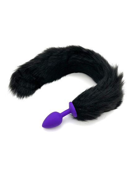 Анальная пробка силикон с чёрным хвостом, S 