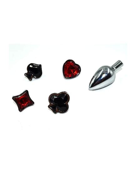 Набор из серебряной анальной пробки из нержавеющей стали и четырех кристаллов , изображение 2