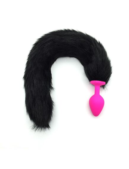 Анальная пробка с чёрным хвостом, M 