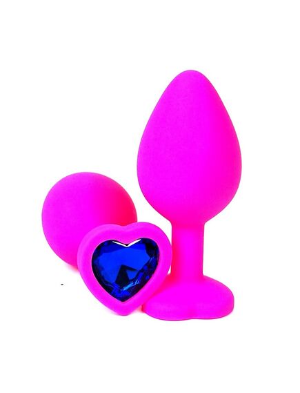 Анальная пробка розовый силикон синяя страза 7см/2,8см 