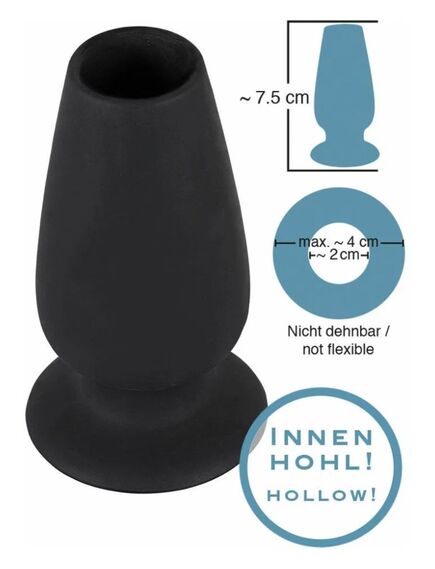 Анальная пробка Lust Tunnel Plug S 7.5 см, черный , изображение 6