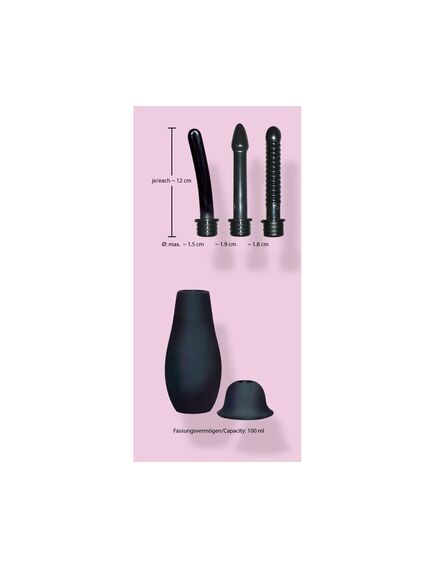 Анальный душ груша с 3 насадками "Bad Kitty" черный , изображение 3