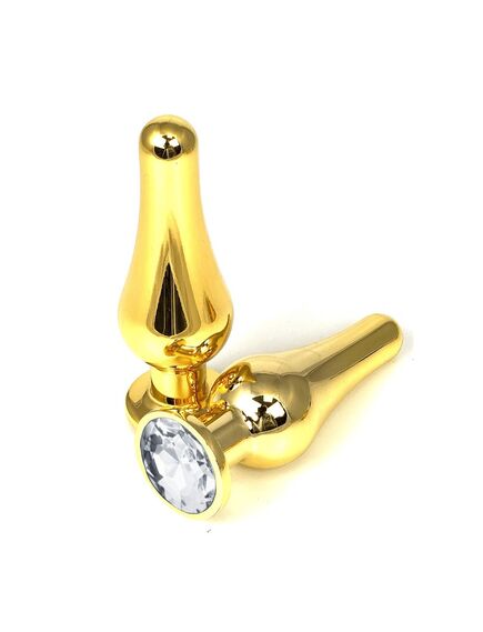 Анальная страза вытянутая золото метал кристальная страза 9,4см/3,2см 