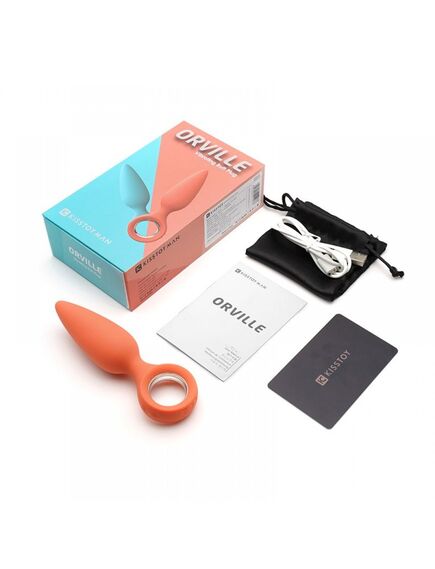 Анальная вибропробка KisToy Orville Orange, диаметр 30мм , изображение 9