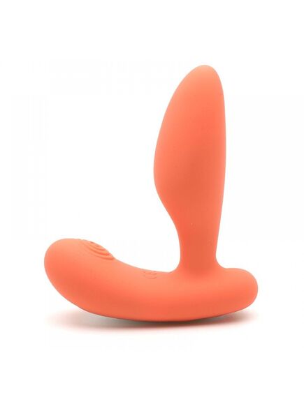 Вибропробка и массажер простаты 2-в-1 KisToy "Gordon Orange" с пультом ДУ, гибкая ножка 