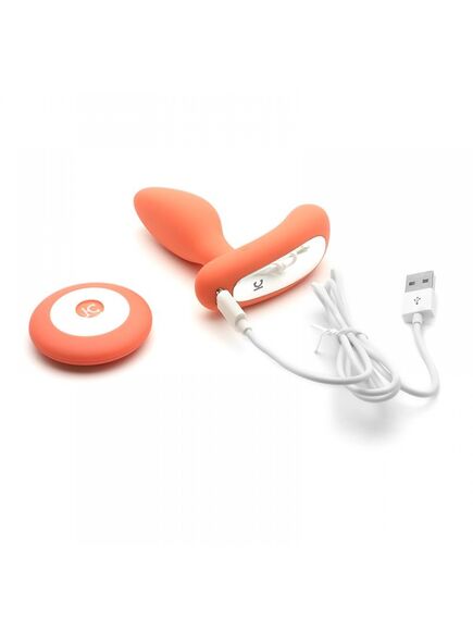 Вибропробка и массажер простаты 2-в-1 KisToy "Gordon Orange" с пультом ДУ, гибкая ножка , изображение 8