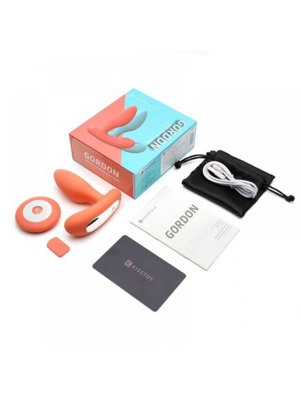 Вибропробка и массажер простаты 2-в-1 KisToy "Gordon Orange" с пультом ДУ, гибкая ножка , изображение 10