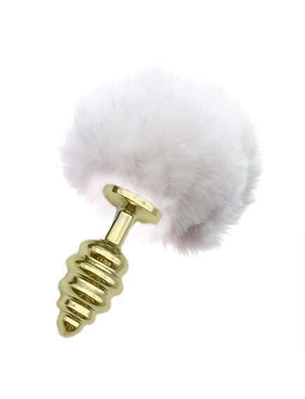 Белый зайчий хвостик с золотой рельефной пробкой 2.8см 