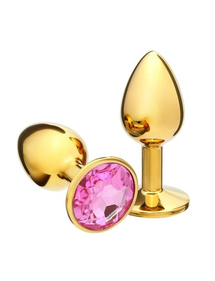 Анальная пробка с розовым кристаллом, M 